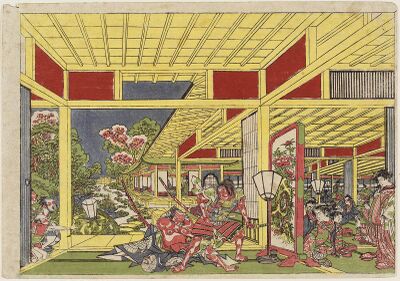 The Armor-pulling Scene at Wada's Banquet by Utagawa Toyoharu