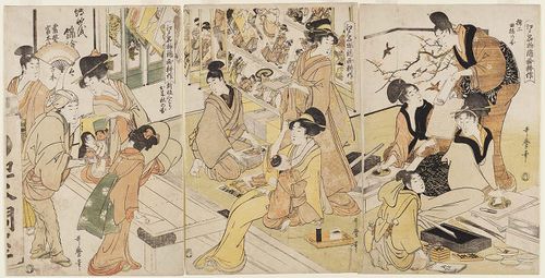 Woodblock Printer, Print Shop, Distributing New Prints by Kitagawa Utamaro